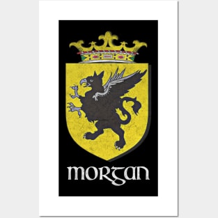 Morgan Name / Faded Style Family Crest Coat Of Arms Design Posters and Art